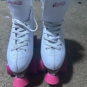 chic Women's White and Pink Roller Skates